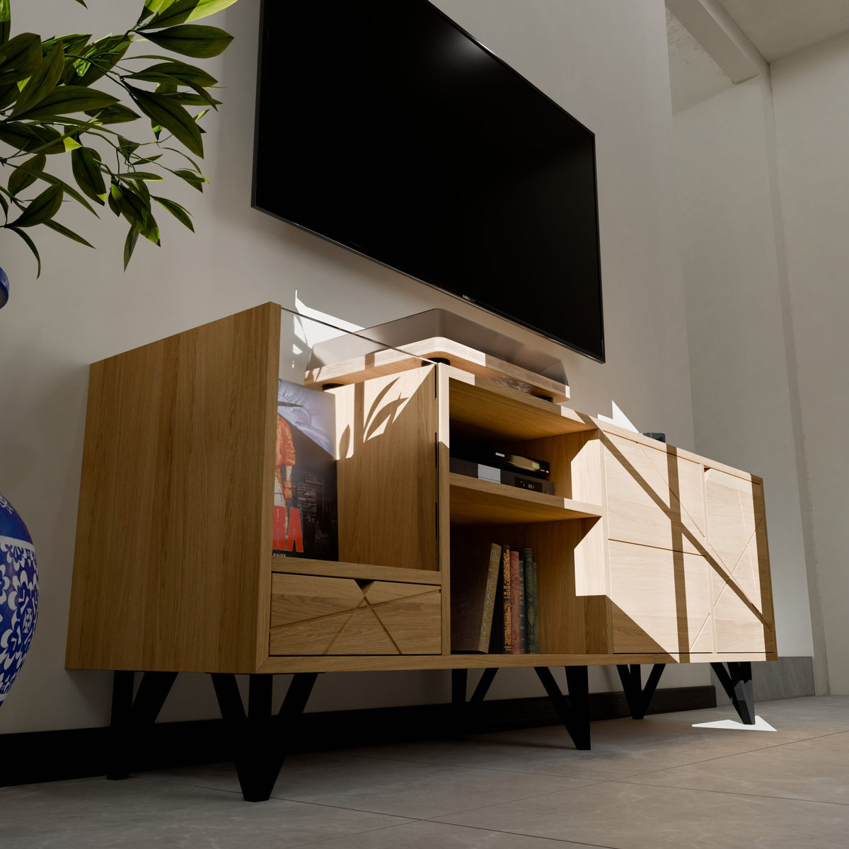 Meuble TV / Vinyle Bois – 160 Cm
