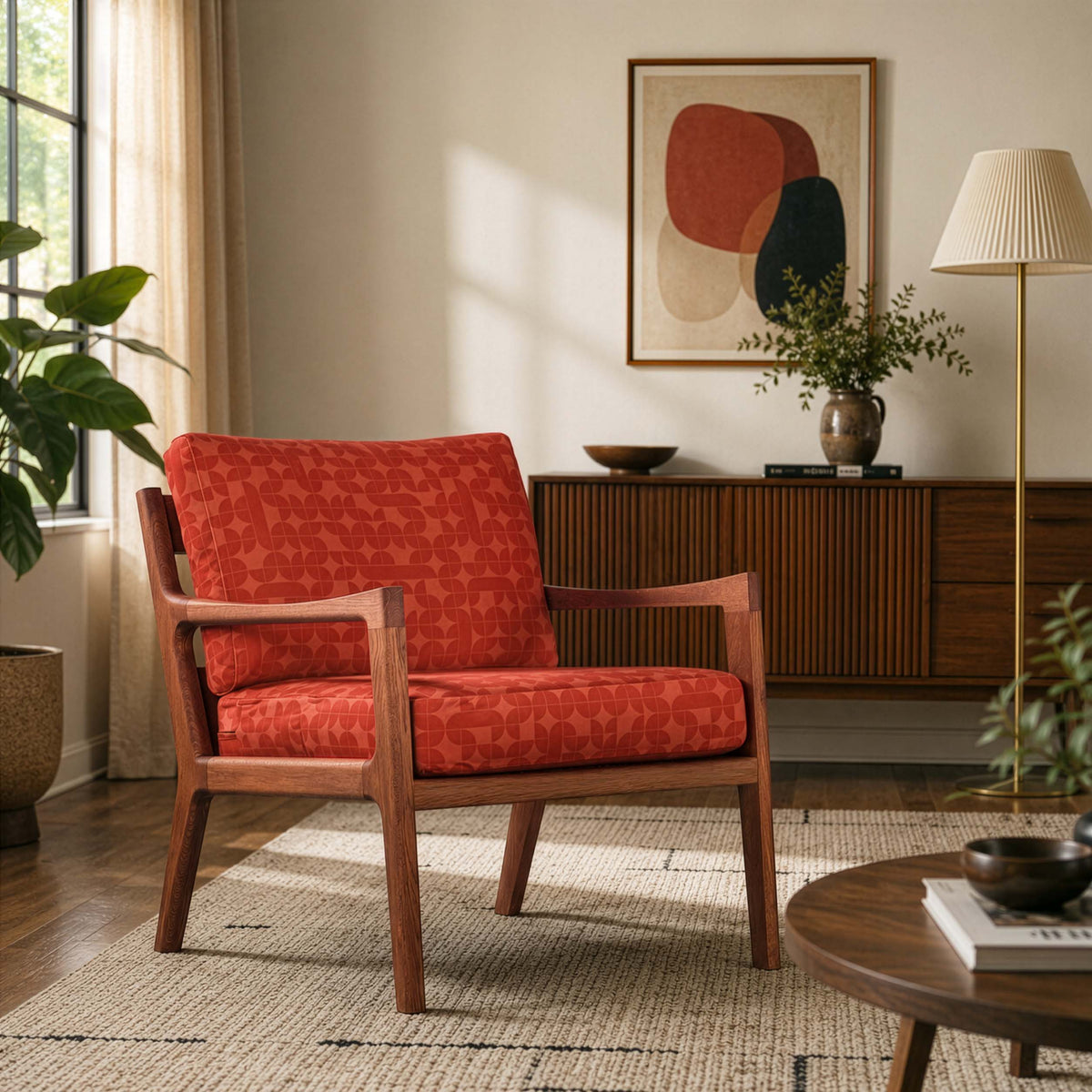 Fauteuil style vintage bordeaux édition.58 en situation dans un intérieur design