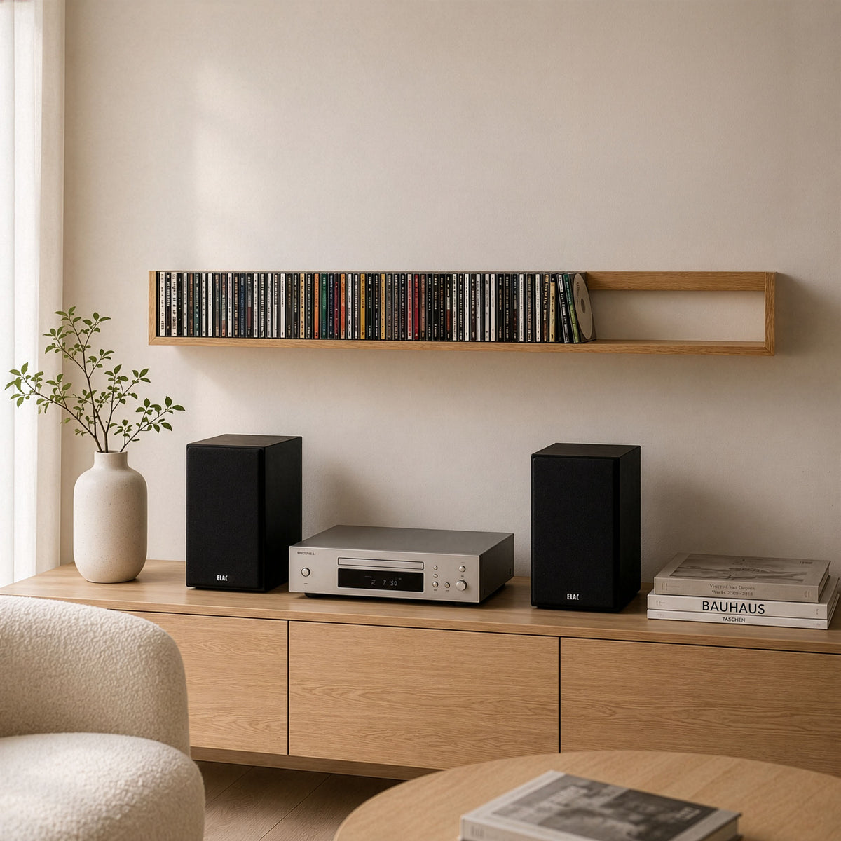 grande étagère pour cd en bois clair par kopo création
