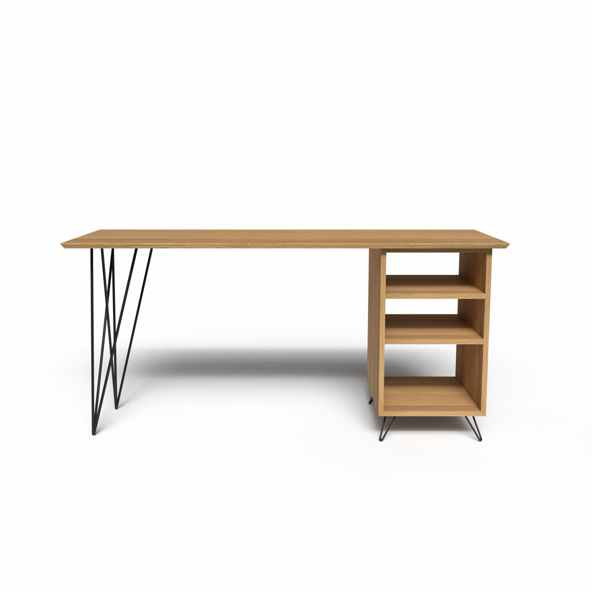 Bureau en chêne massif design – 160 cm – Sans / à Droite / Noir