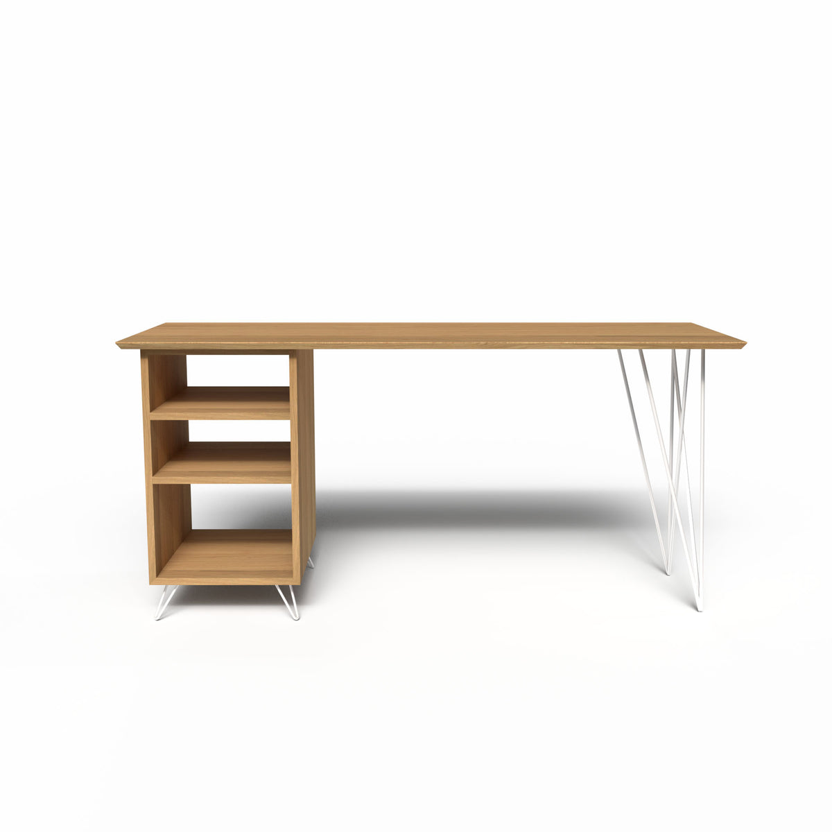 Bureau en chêne massif design – 160 cm – Sans / à Droite / Blanc