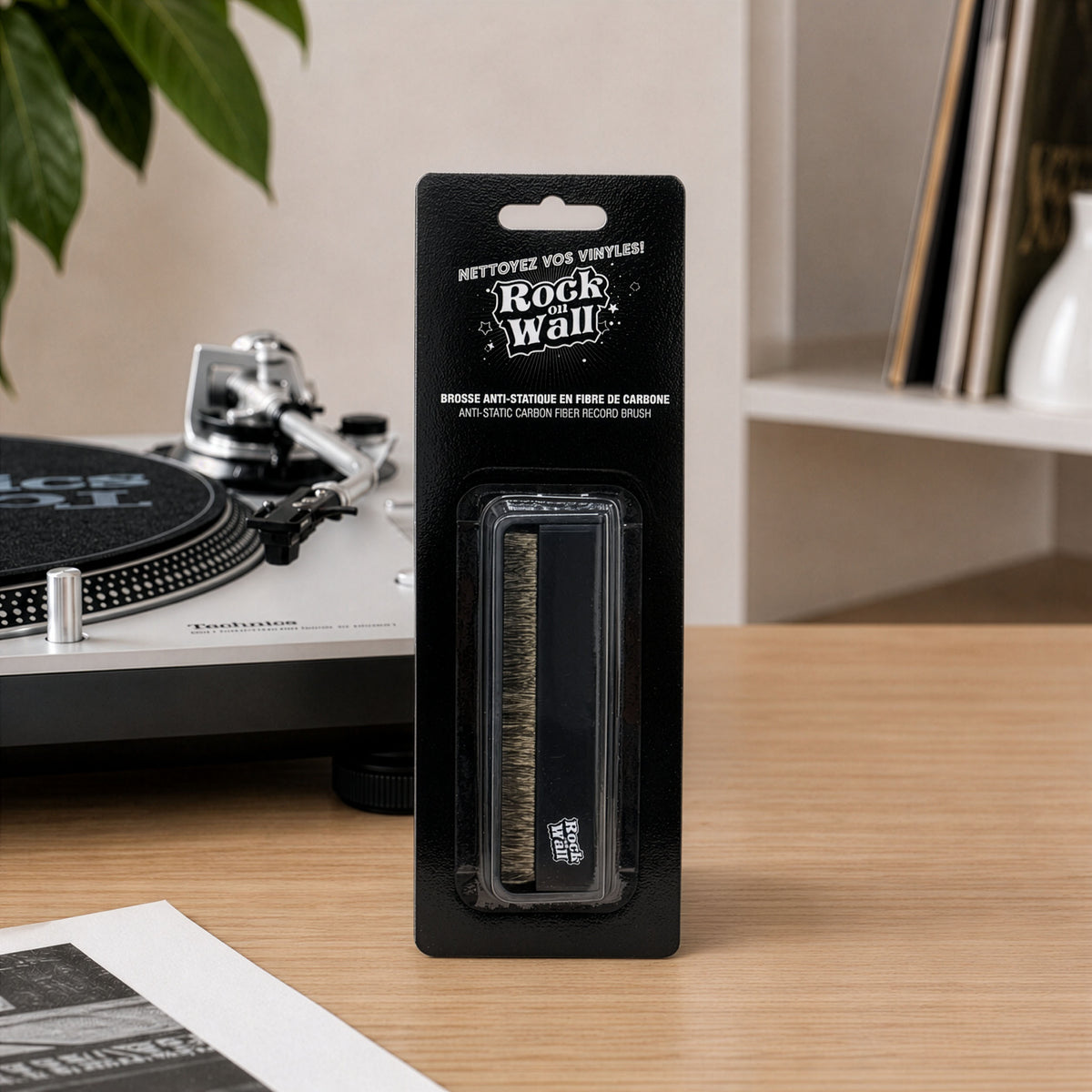 Brosse anti-statique vinyle en fibre de carbone