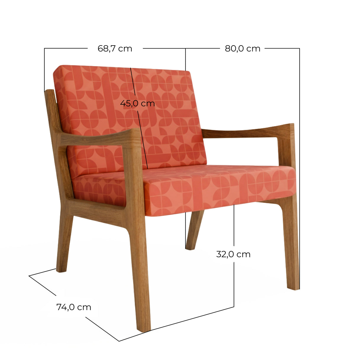 dimension fauteuil mid century kopo