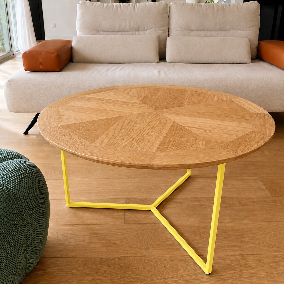 La Table Basse Ronde Aile d’Avion – Jaune pastel RAL1018