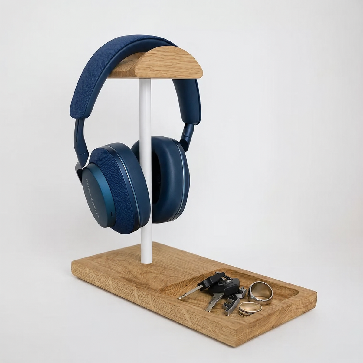 Porte-casque Audio Bois – “Vide-poche” – Blanc