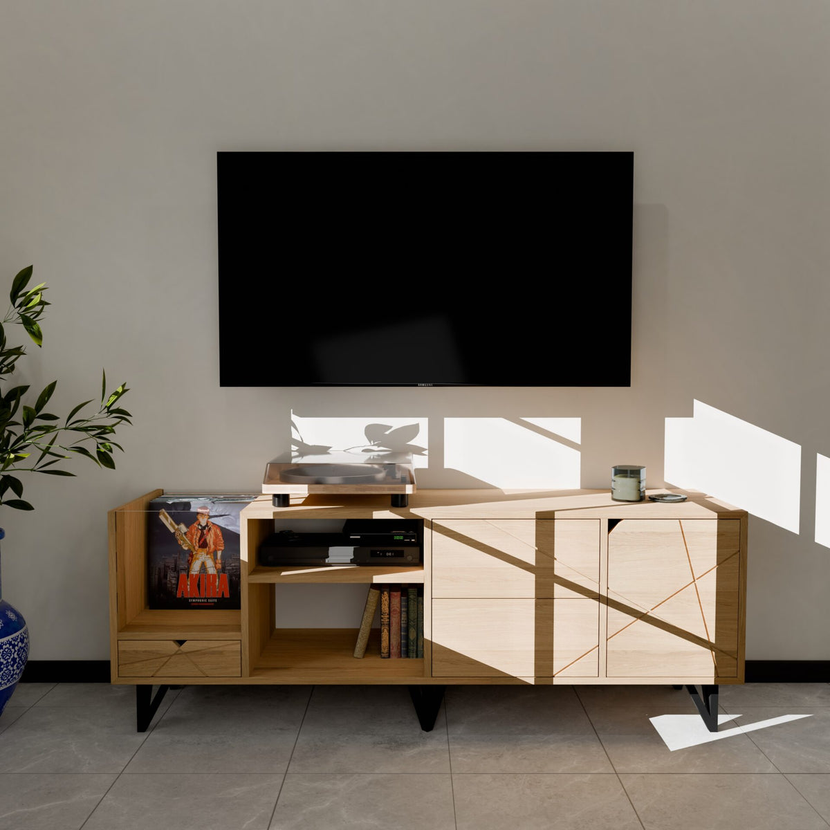 Meuble TV / Vinyle Bois – 160 Cm