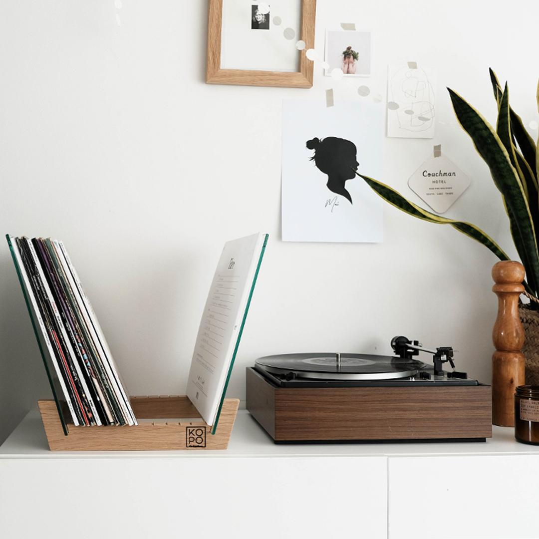 Support de Disque Vinyle, Rangement Disques Vinyles, en Bois