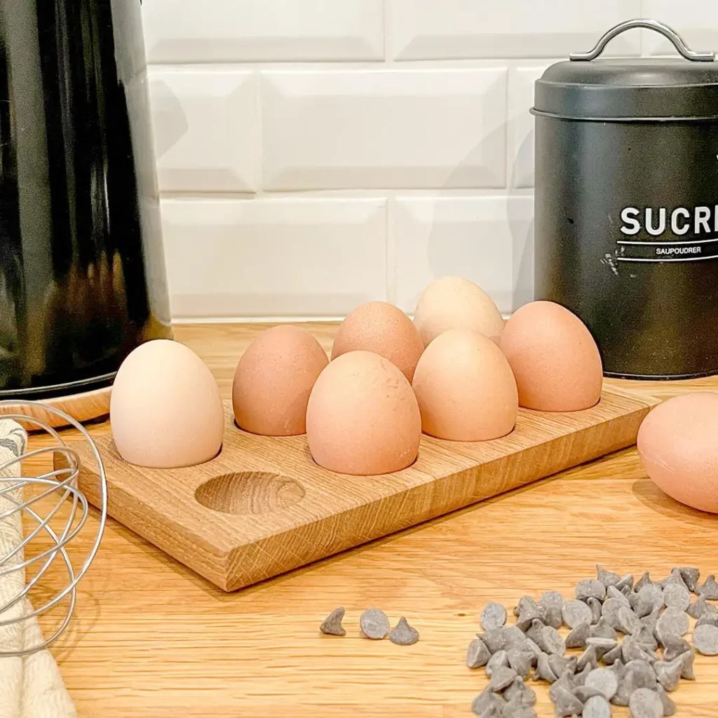 plateau de rangement pour oeufs en bois