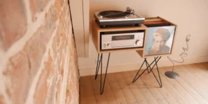 petit meuble platine vinyle en bois et acier