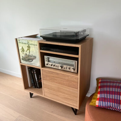 meuble combiné CD et vinyle et platine en bois massif