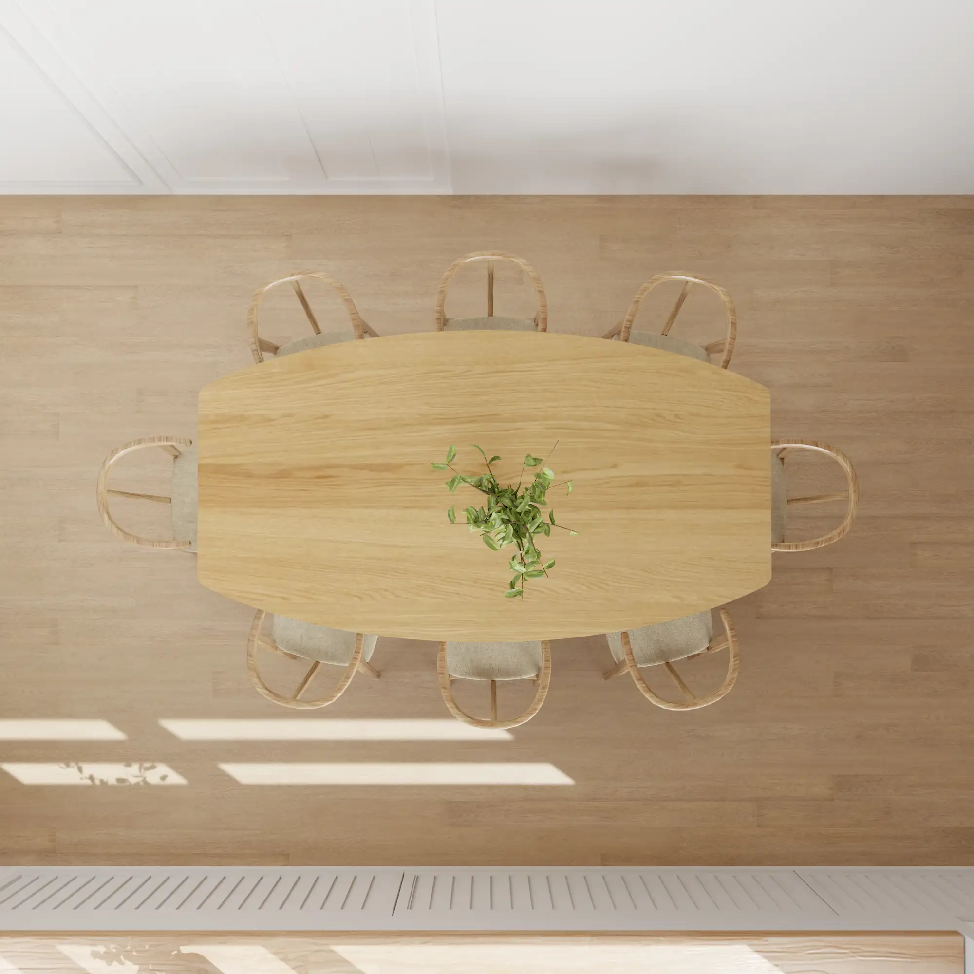 table_ellipse_pied_mikado_chene_kopo_creation Grande table ellipse bois massif 12 personnes dans salle à manger contemporaine