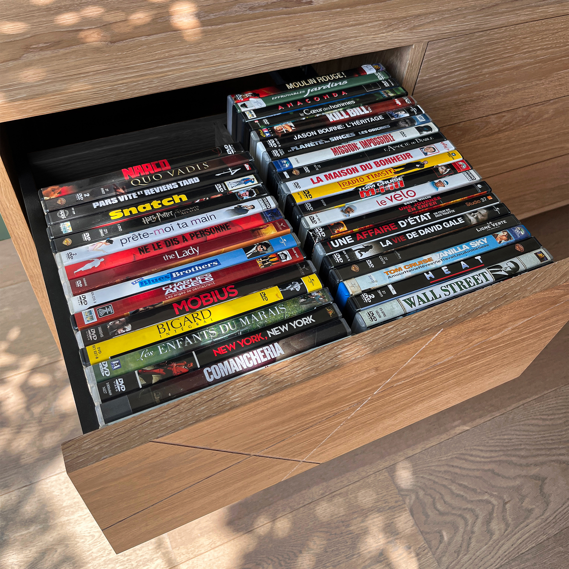 meuble_tv_bois_tiroir_DVD_kopo_creation tiroir DVD meuble TV en bois massif haut de gamme sur mesure